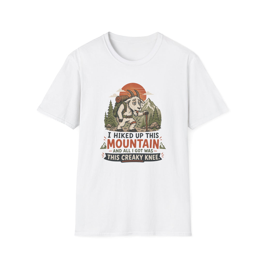 Hiking Goat T-Shirt — "I Hiked Up This Mountain" Funny Outdoors Tee