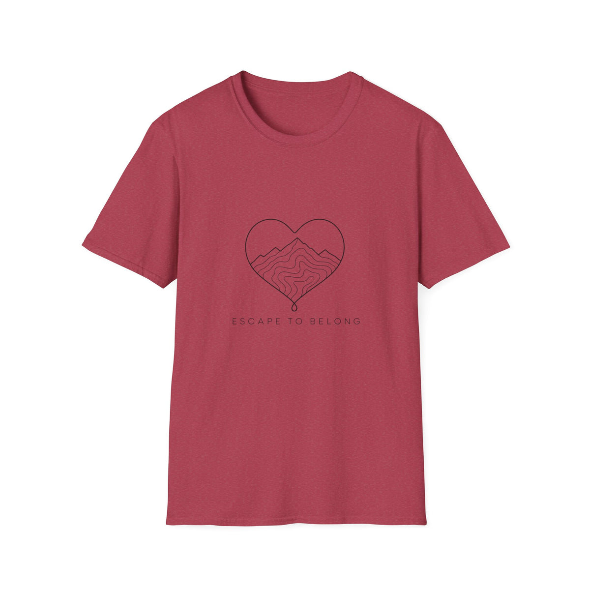 T-Shirt — Minimal Mountain Heart Outline Tee (Peace & Bliss)