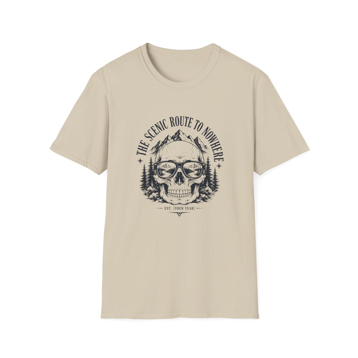 Scenic Route To Nowhere Skull T-Shirt — Vintage Mountain Adventure Tee