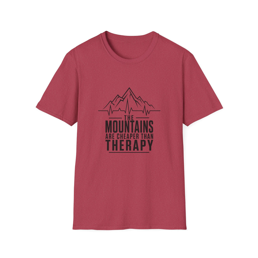 Mountains Are Cheaper Than Therapy T-Shirt — Outdoorsy Hiking Graphic Tee
