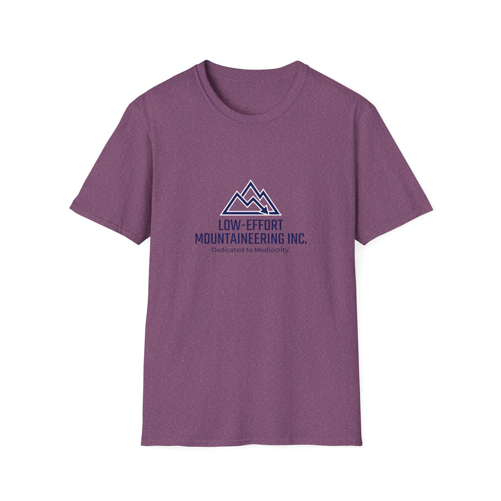 Low-Effort Mountaineering Inc. T-Shirt — Funny Mountain Logo Tee