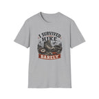 Hiking T-Shirt — "I Survived the Hike... Barely" Vintage Boots & Mountains Tee