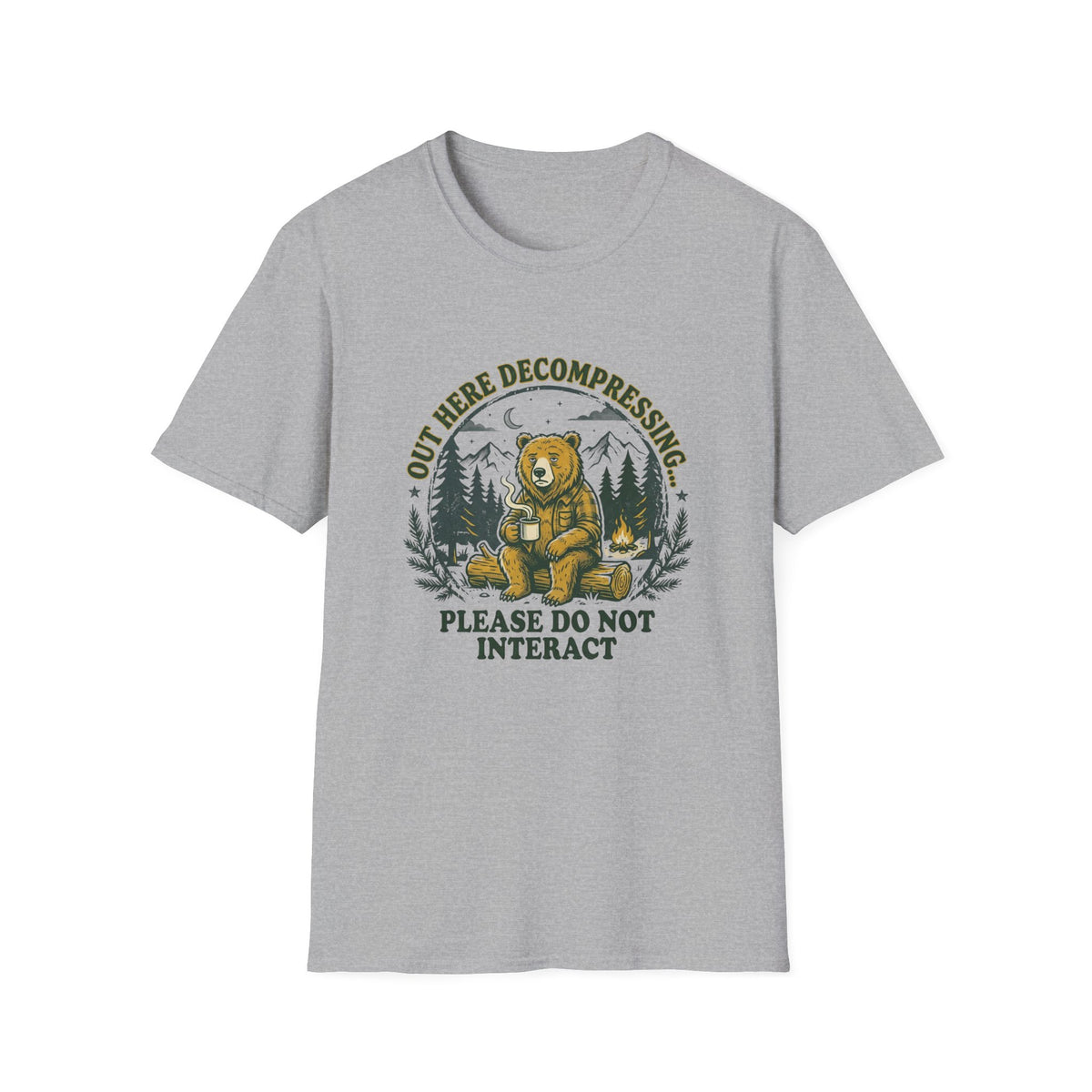 T-Shirt — 'Out Here Decompressing' Bear Graphic Tee