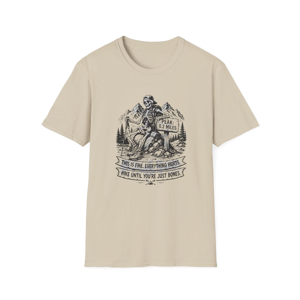 T-Shirt — Skeleton Hiker 'Peak: 0.2 Miles' Vintage Mountain Tee