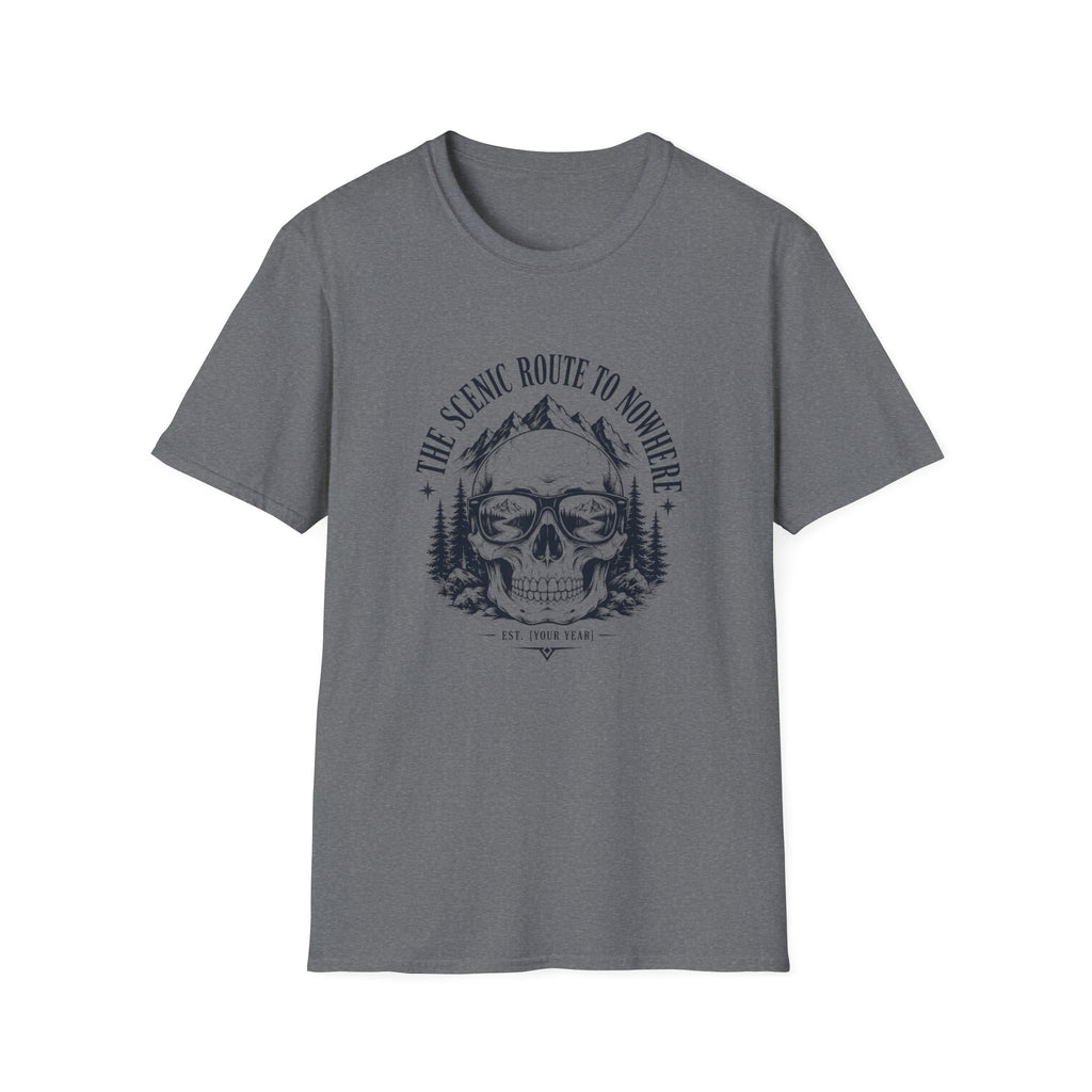 Scenic Route To Nowhere Skull T-Shirt — Vintage Mountain Adventure Tee