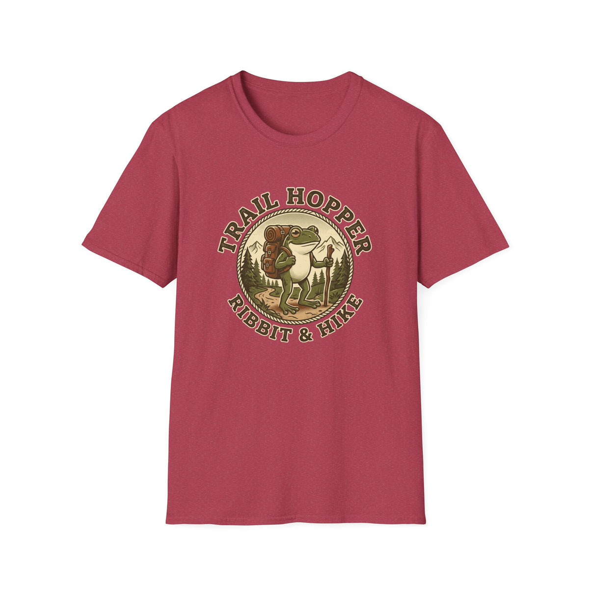 Trail Hopper T-Shirt — 'Trail Hopper Ribbit & Hike' Frog Hiking Graphic Tee