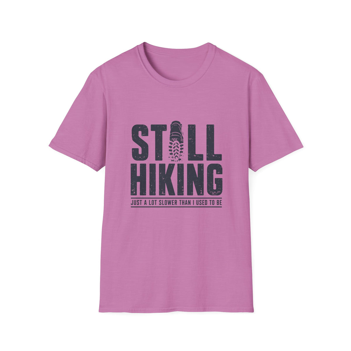 Still Hiking T-Shirt — Retro Bootprint Outdoor Tee for Hikers