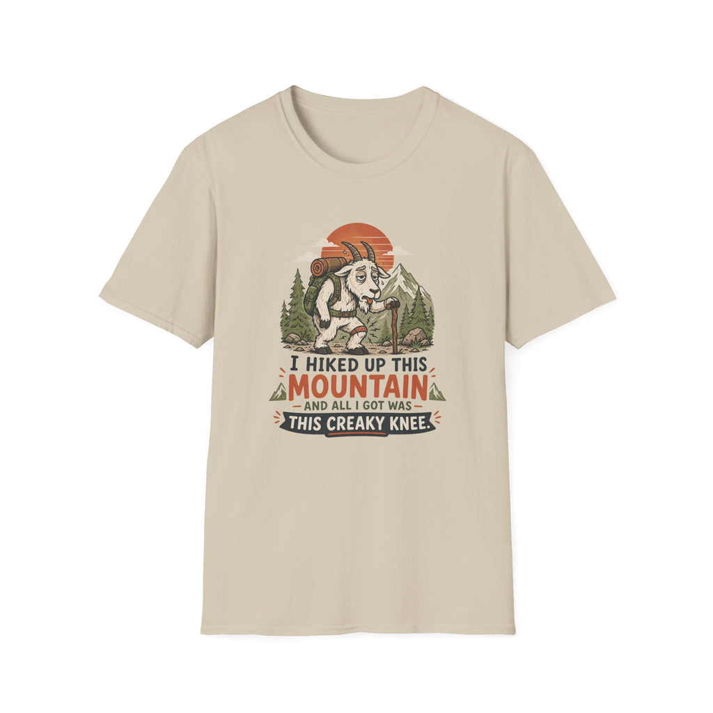 Hiking Goat T-Shirt — "I Hiked Up This Mountain" Funny Outdoors Tee
