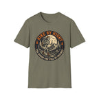 Hike By Night T‑Shirt — Retro Skeleton Night Hiker Graphic