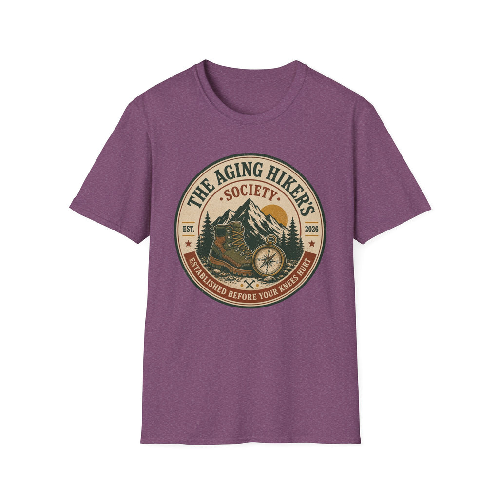 Aging Hiker's Society T-Shirt – Vintage Mountain Outdoors Adventure Tee