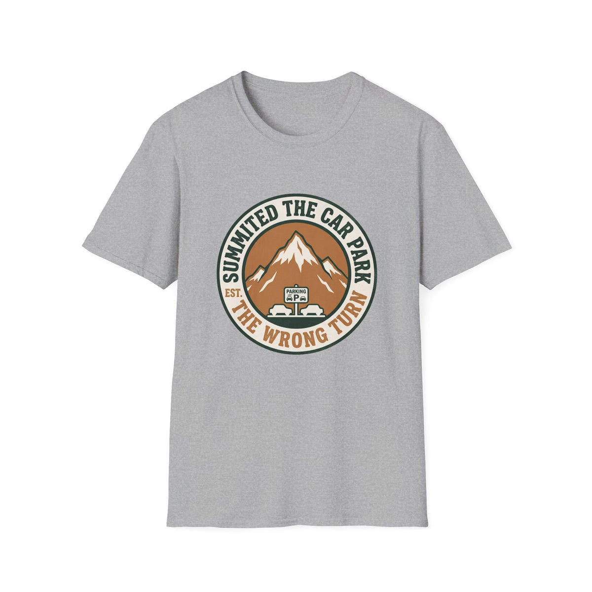 T-Shirt — 'Summited the Car Park' Mountain Adventure Graphic Tee