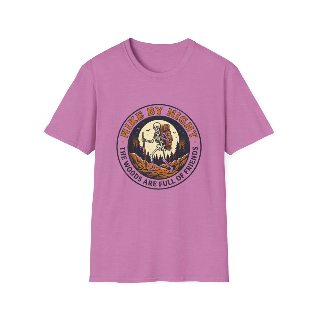 Hike By Night T‑Shirt — Skeleton Backpacking Graphic Tee