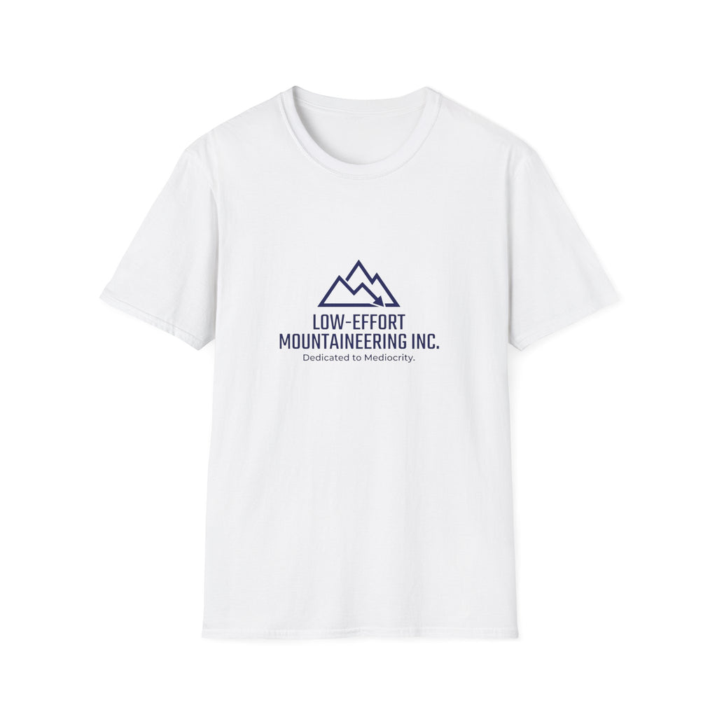Low-Effort Mountaineering Inc. T-Shirt — Funny Mountain Logo Tee