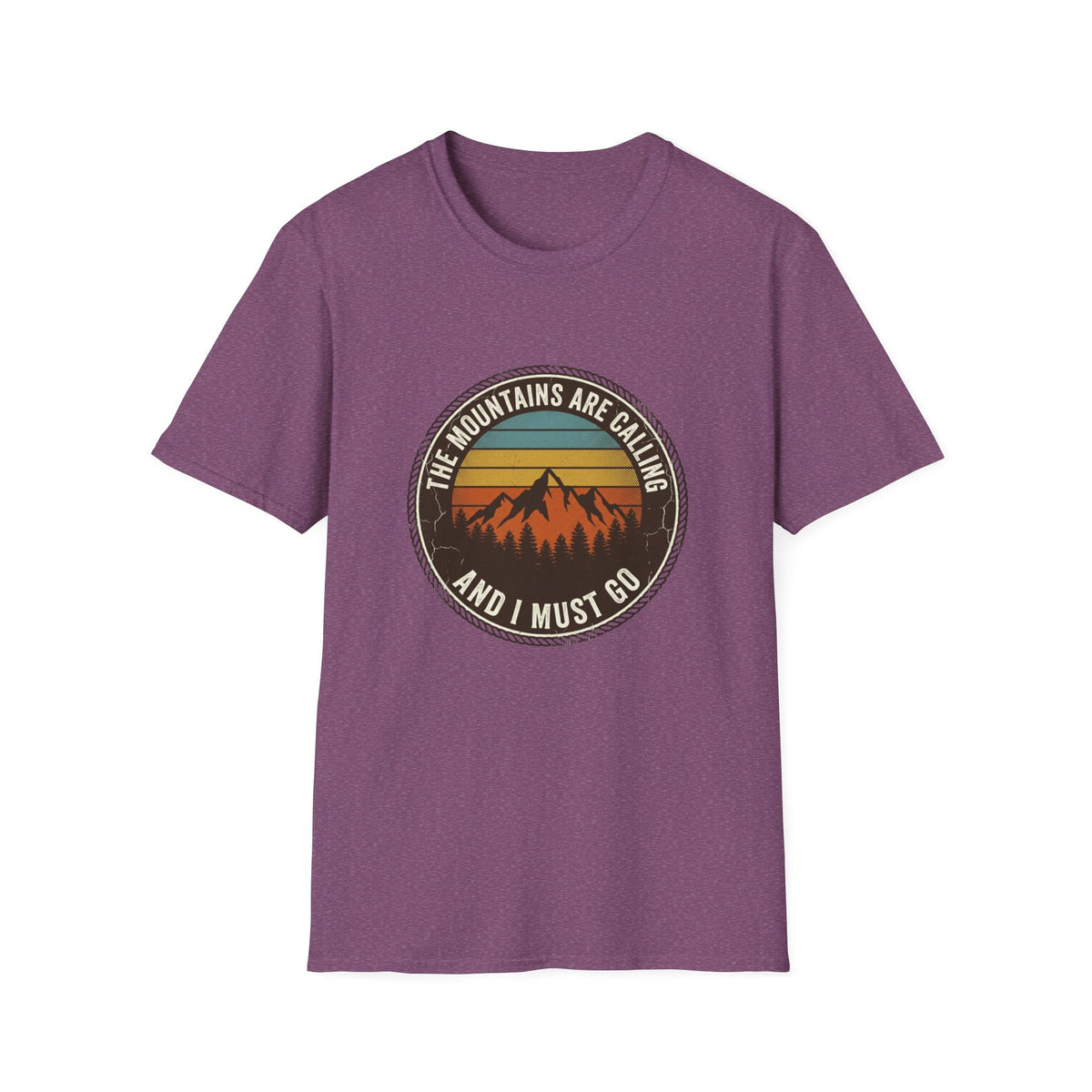 Mountains Are Calling T-Shirt — Vintage Sunset Hiking Tee