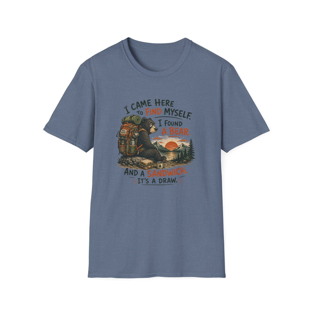 T-Shirt — “I Came Here to Find Myself, I Found a Bear” Hiking Graphic Tee
