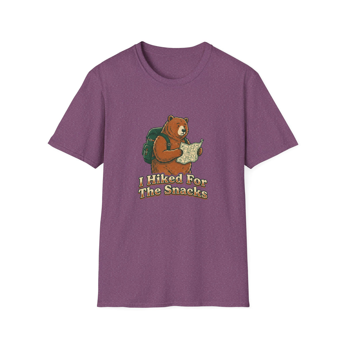 Bear Backpacker T-Shirt — 'I Hiked For The Snacks' Outdoor Adventure Tee