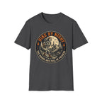 Hike By Night T‑Shirt — Retro Skeleton Night Hiker Graphic