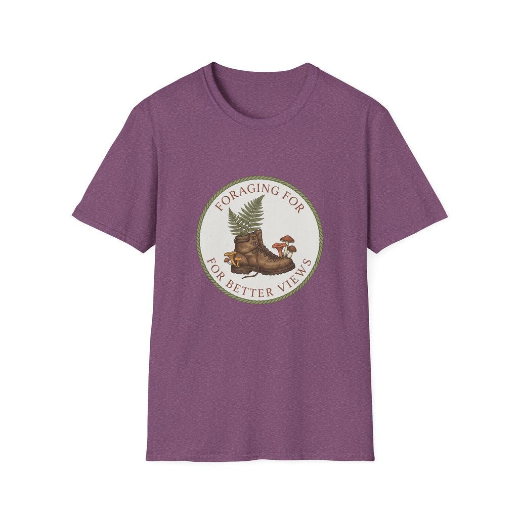 Foraging For Better Views T-Shirt — Nature Hiking & Mushroom Forager Tee