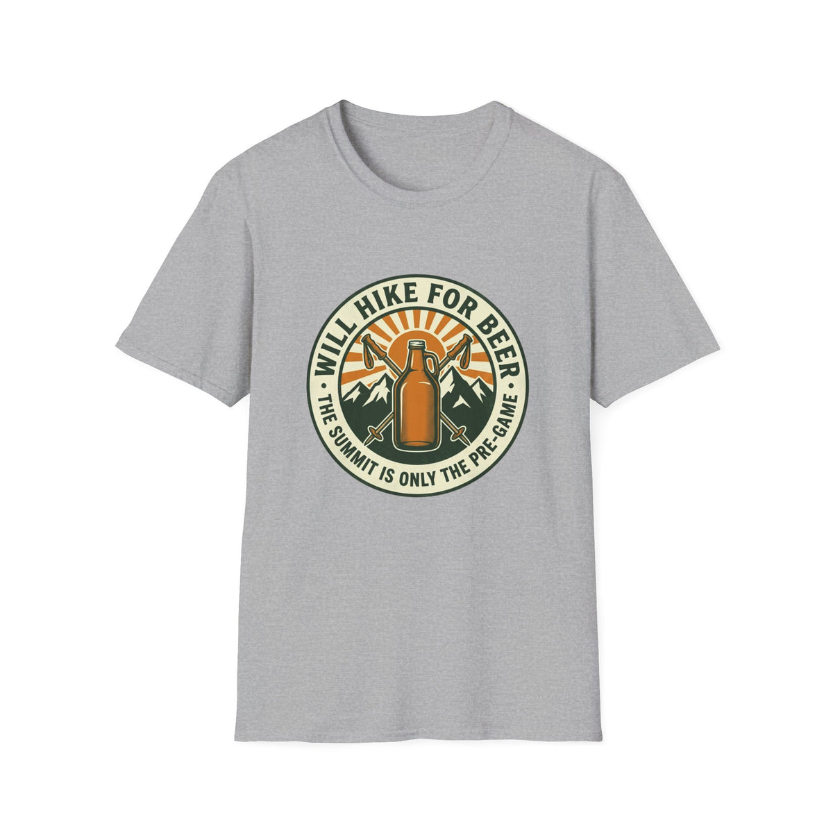 Hiking Beer T-Shirt — "Will Hike For Beer" Outdoor Adventure Tee