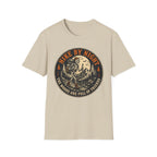 Hike By Night T‑Shirt — Retro Skeleton Night Hiker Graphic