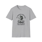 Hiking Skeleton T-Shirt — “The Mountain Always Wins” Outdoor Adventure Tee