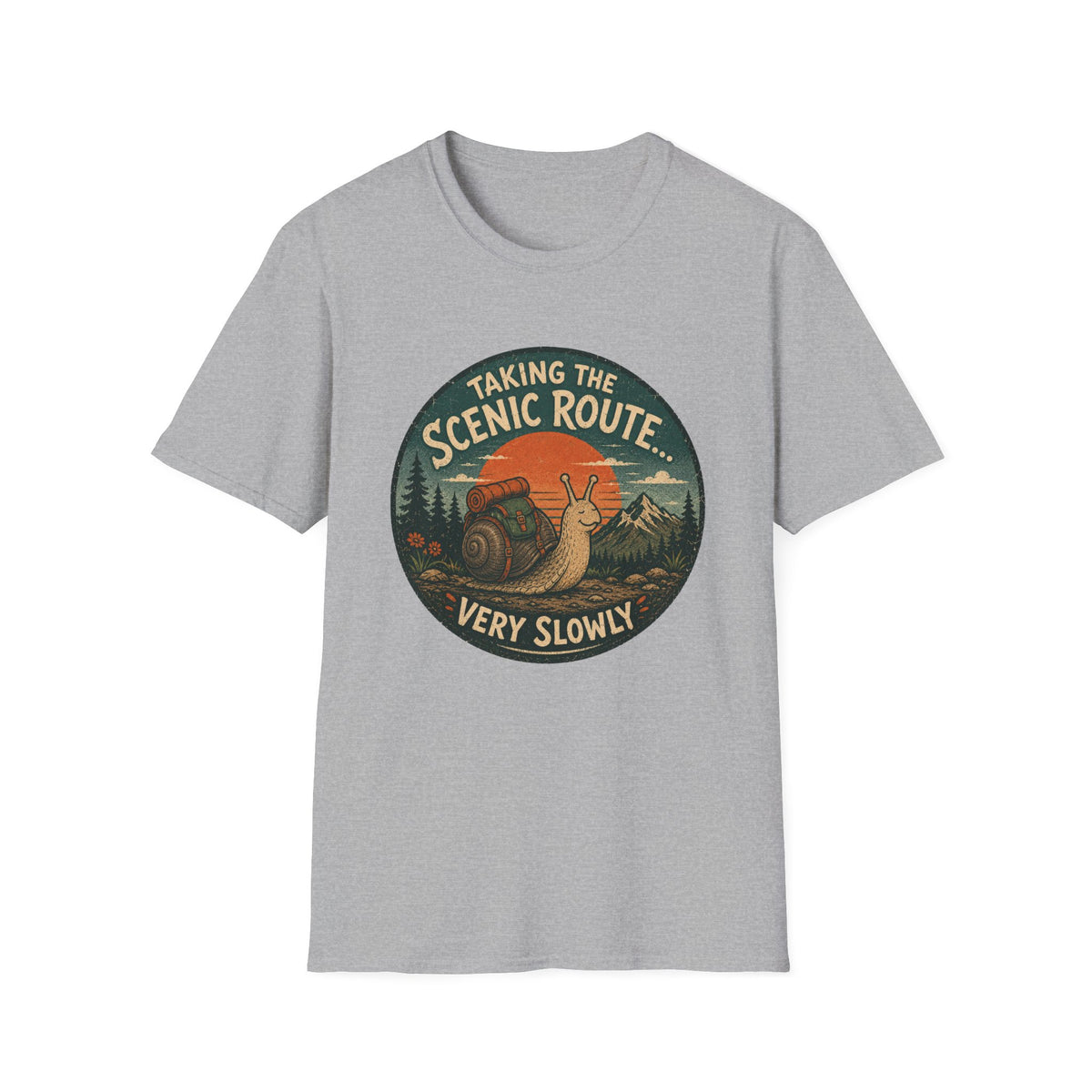 T‑Shirt — "Taking the Scenic Route (Very Slowly)" Vintage Snail Travel Tee