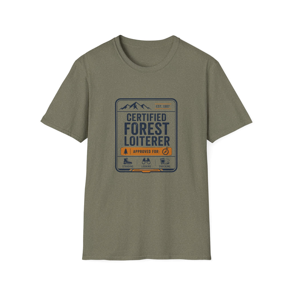 Forest Loiterer T-Shirt — "Certified Forest Loiterer" Retro Outdoor Tee