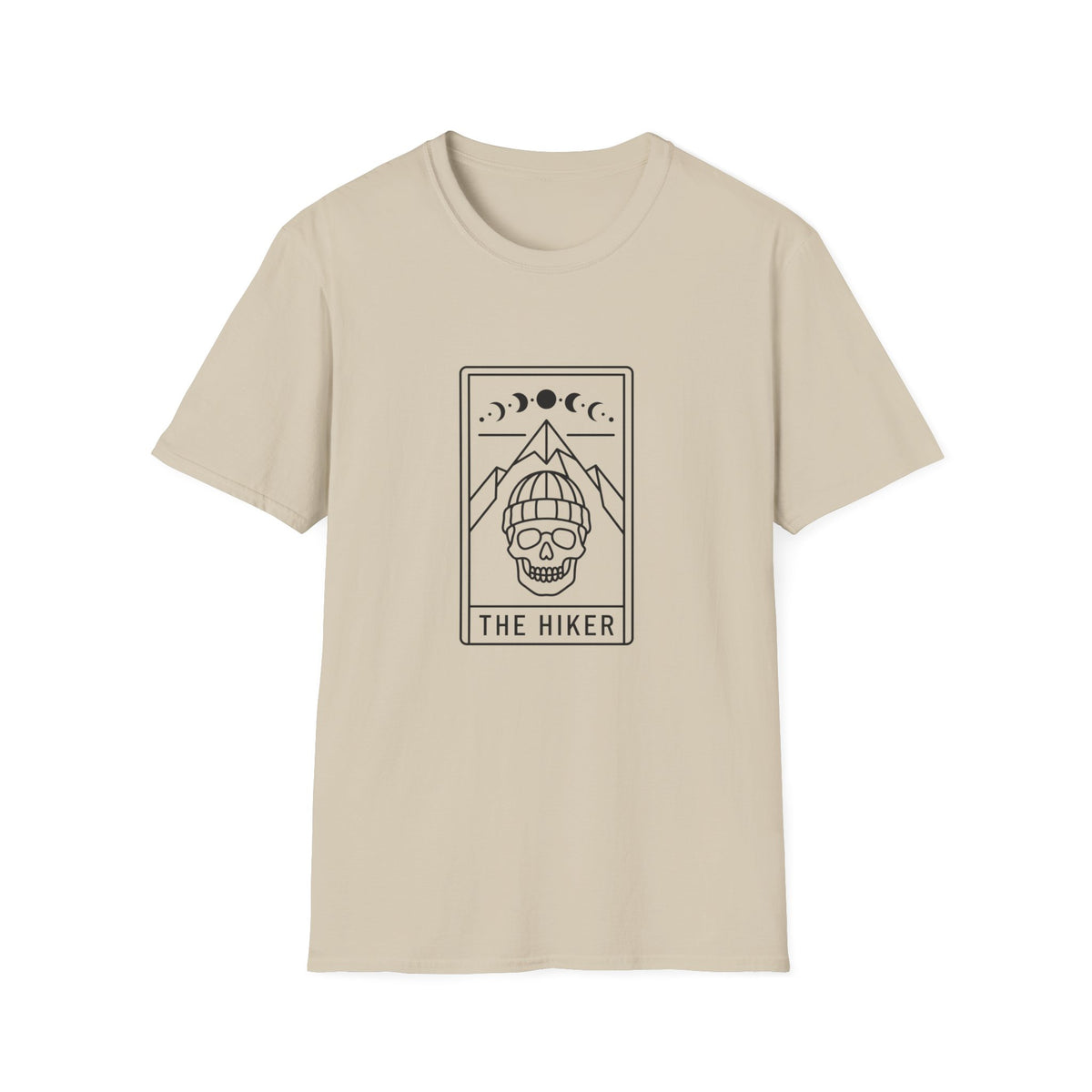 The Hiker T-Shirt — Mountain Beanie Graphic Tee with Moon Phases