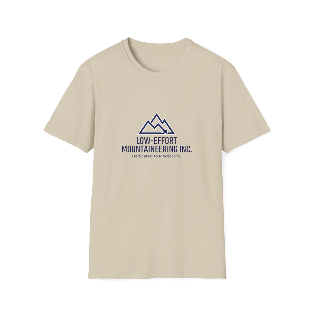 Low-Effort Mountaineering Inc. T-Shirt — Funny Mountain Logo Tee