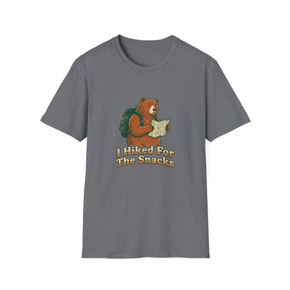 Bear Backpacker T-Shirt — 'I Hiked For The Snacks' Outdoor Adventure Tee