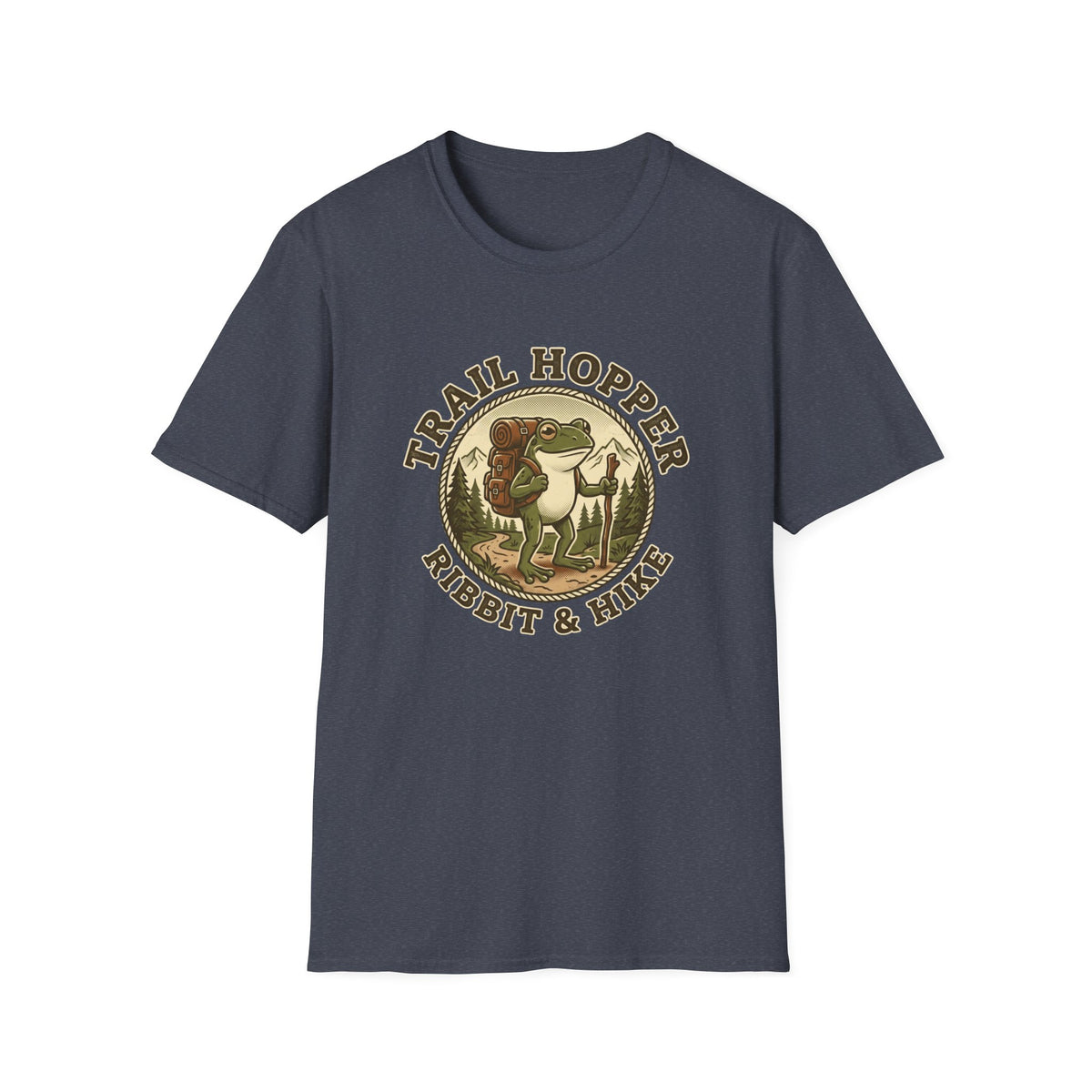 Trail Hopper T-Shirt — 'Trail Hopper Ribbit & Hike' Frog Hiking Graphic Tee