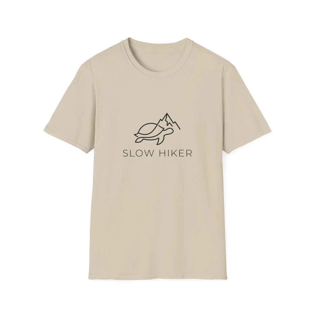 Slow Hiker T-Shirt — Minimal Turtle & Mountain Hiking Tee