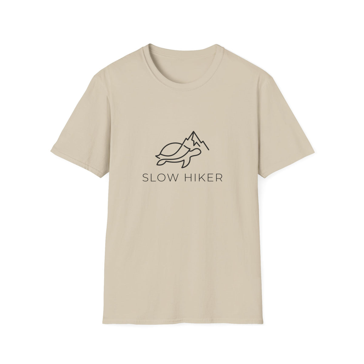 Slow Hiker T-Shirt — Minimal Turtle & Mountain Hiking Tee