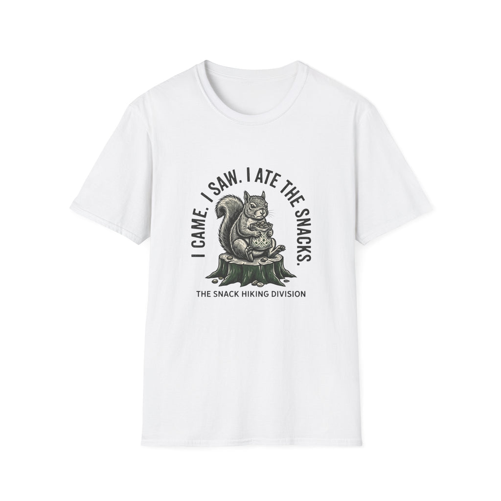 Squirrel Snack Tee — "Came. I Saw. I Ate The Snacks." Funny Wildlife Shirt