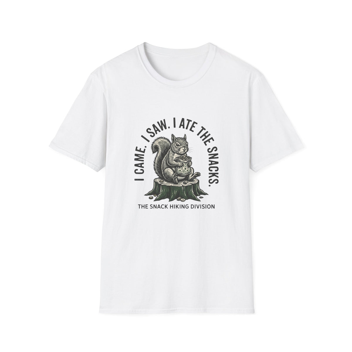 Squirrel Snack Tee — "Came. I Saw. I Ate The Snacks." Funny Wildlife Shirt