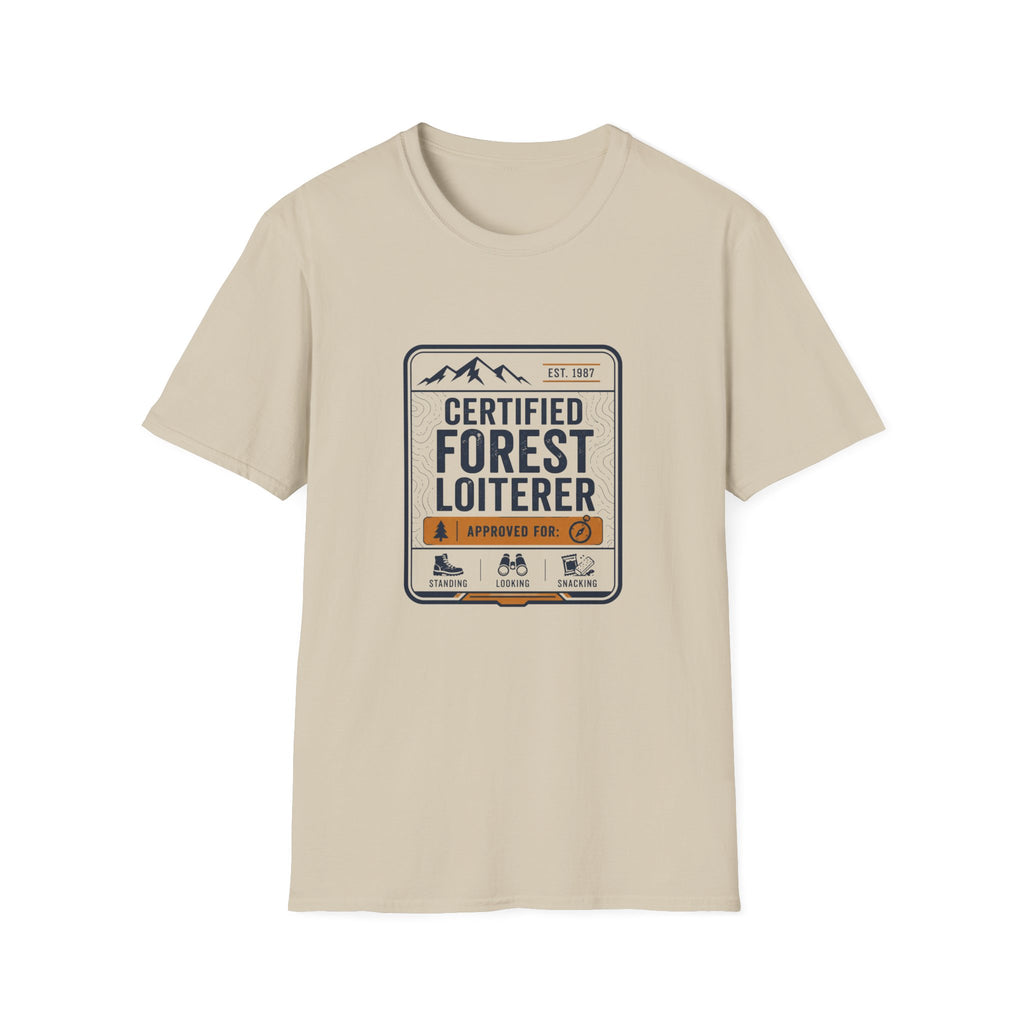 Forest Loiterer T-Shirt — "Certified Forest Loiterer" Retro Outdoor Tee