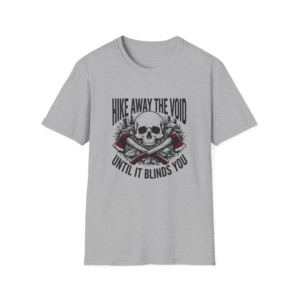 Hike Away The Void Skull T-Shirt — 'Hike Away The Void Until It Blinds You' Outdoor Graphic Tee