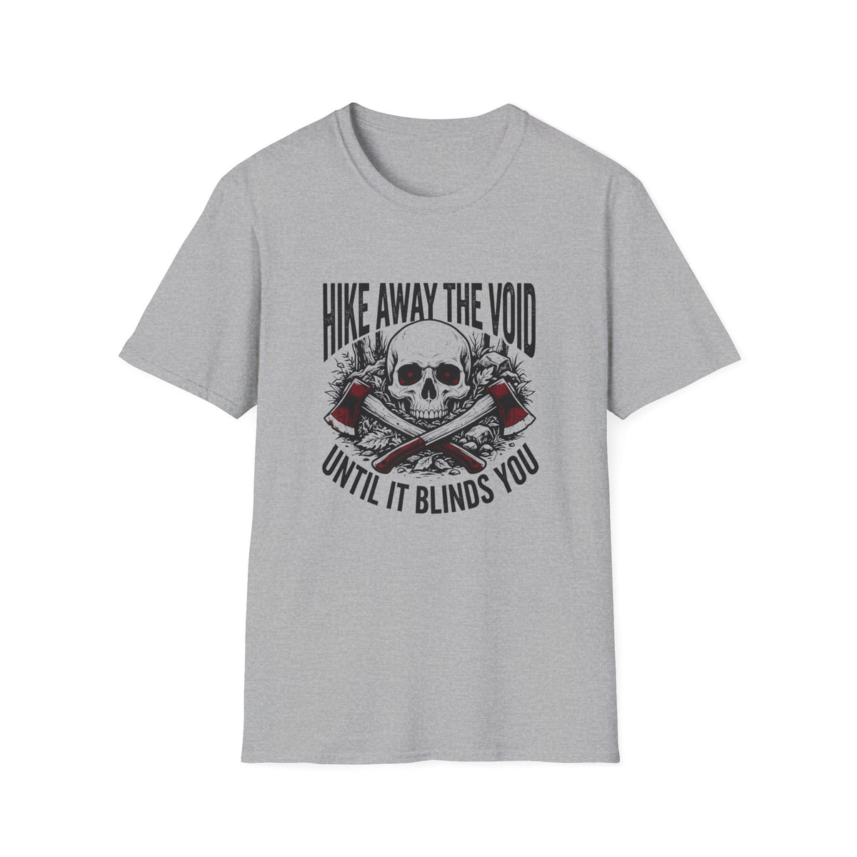 Hike Away The Void Skull T-Shirt — 'Hike Away The Void Until It Blinds You' Outdoor Graphic Tee