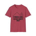 T-Shirt — "Fitness Level: Scenic Route Only" Mountain Hiking Tee