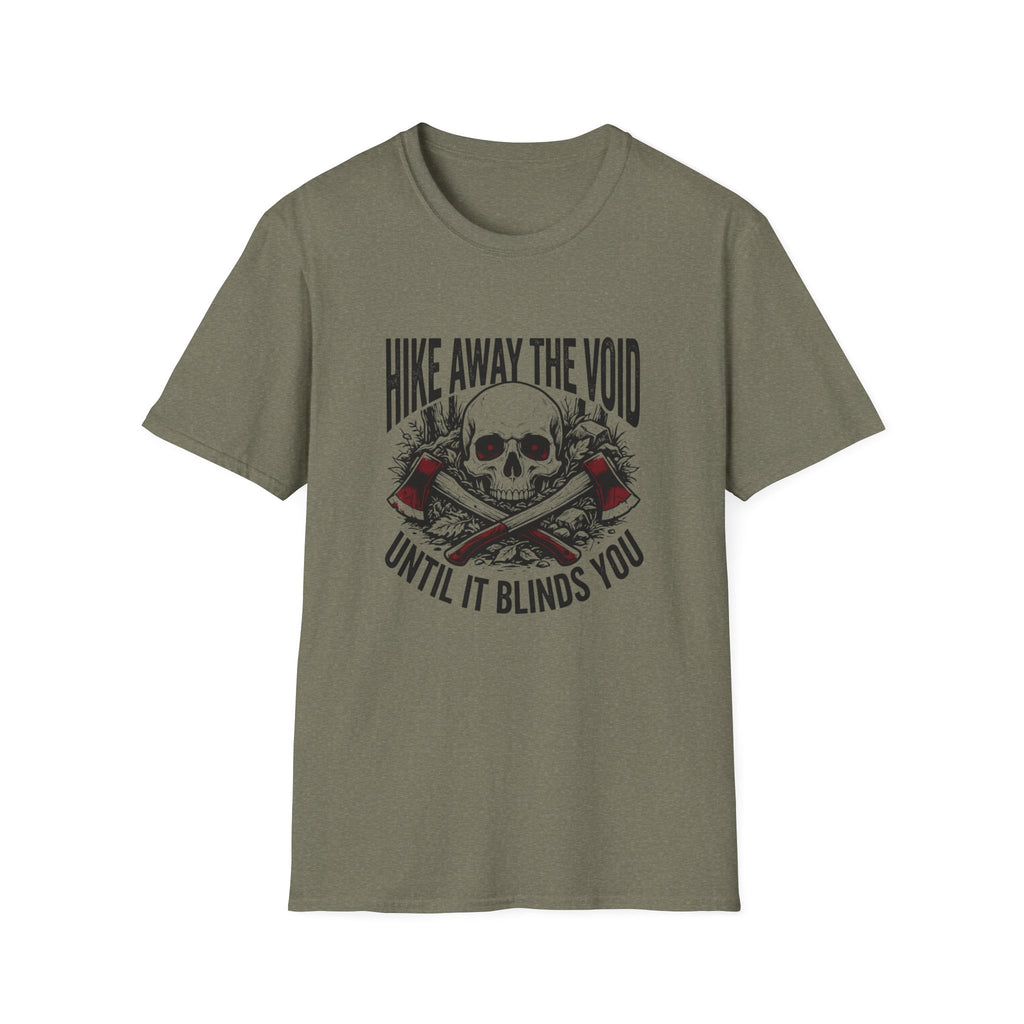 Hike Away The Void Skull T-Shirt — 'Hike Away The Void Until It Blinds You' Outdoor Graphic Tee