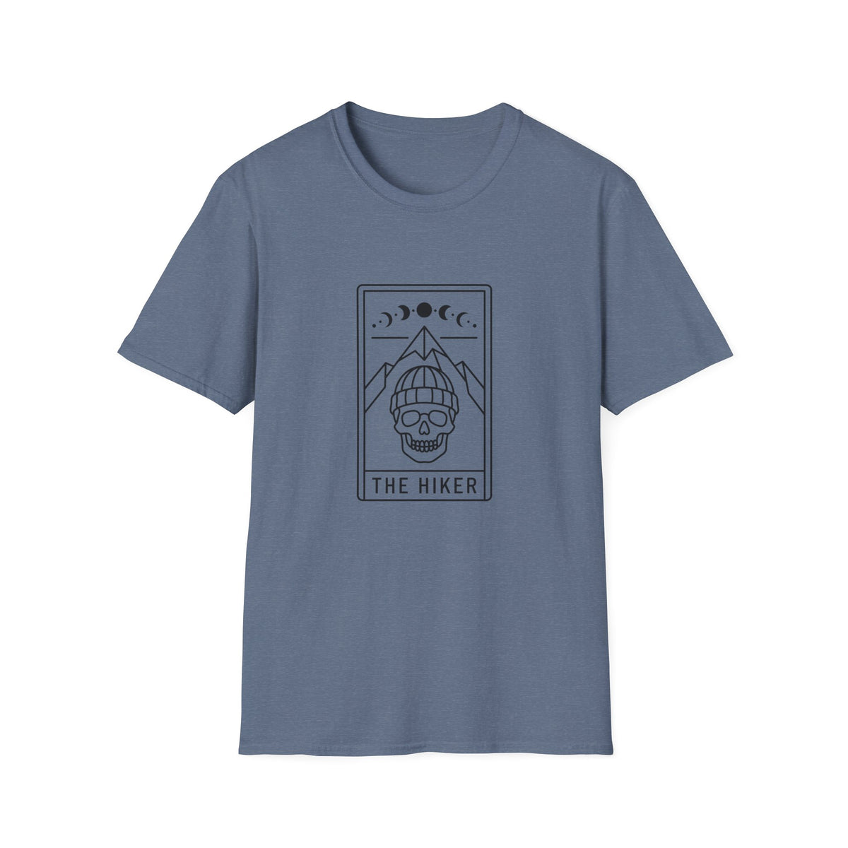 The Hiker T-Shirt — Mountain Beanie Graphic Tee with Moon Phases