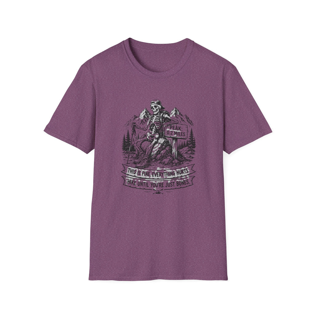 T-Shirt — Skeleton Hiker 'Peak: 0.2 Miles' Vintage Mountain Tee