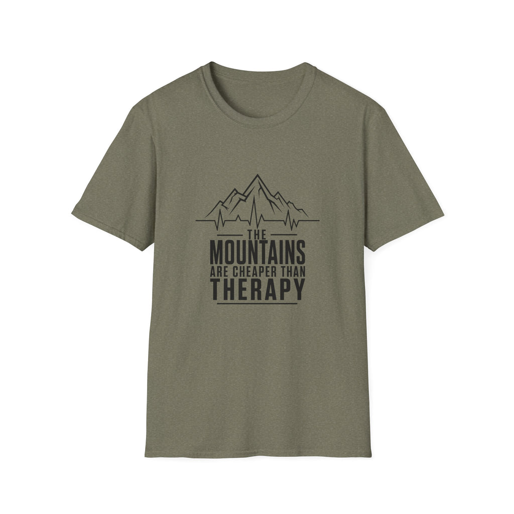 Mountains Are Cheaper Than Therapy T-Shirt — Outdoorsy Hiking Graphic Tee