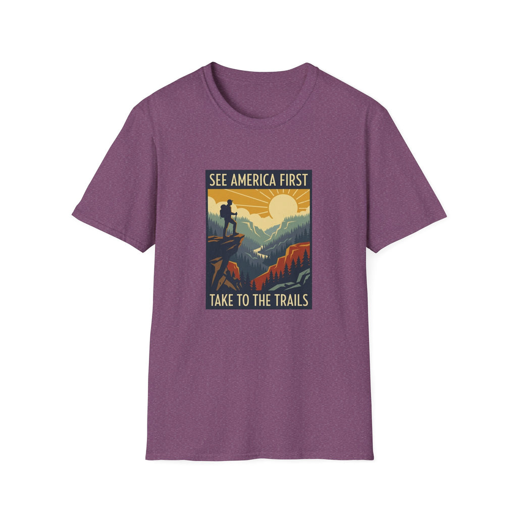 T-Shirt — "See America First: Take to the Trails" Vintage National Park Hiking Tee