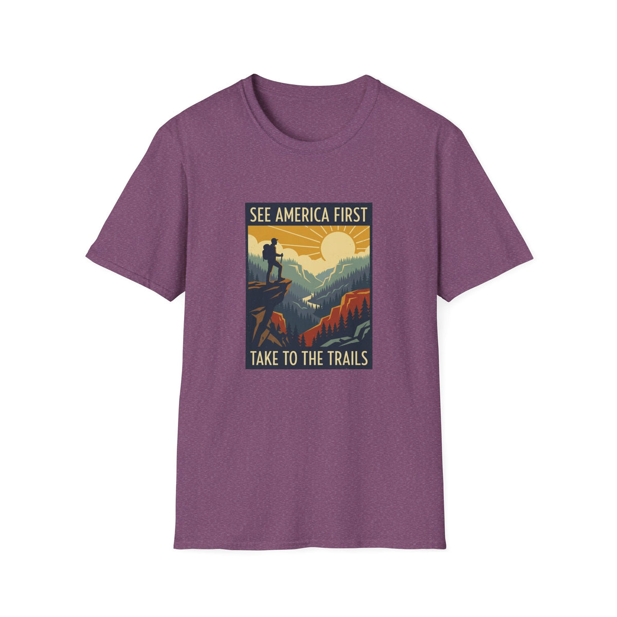T-Shirt — "See America First: Take to the Trails" Vintage National Park Hiking Tee