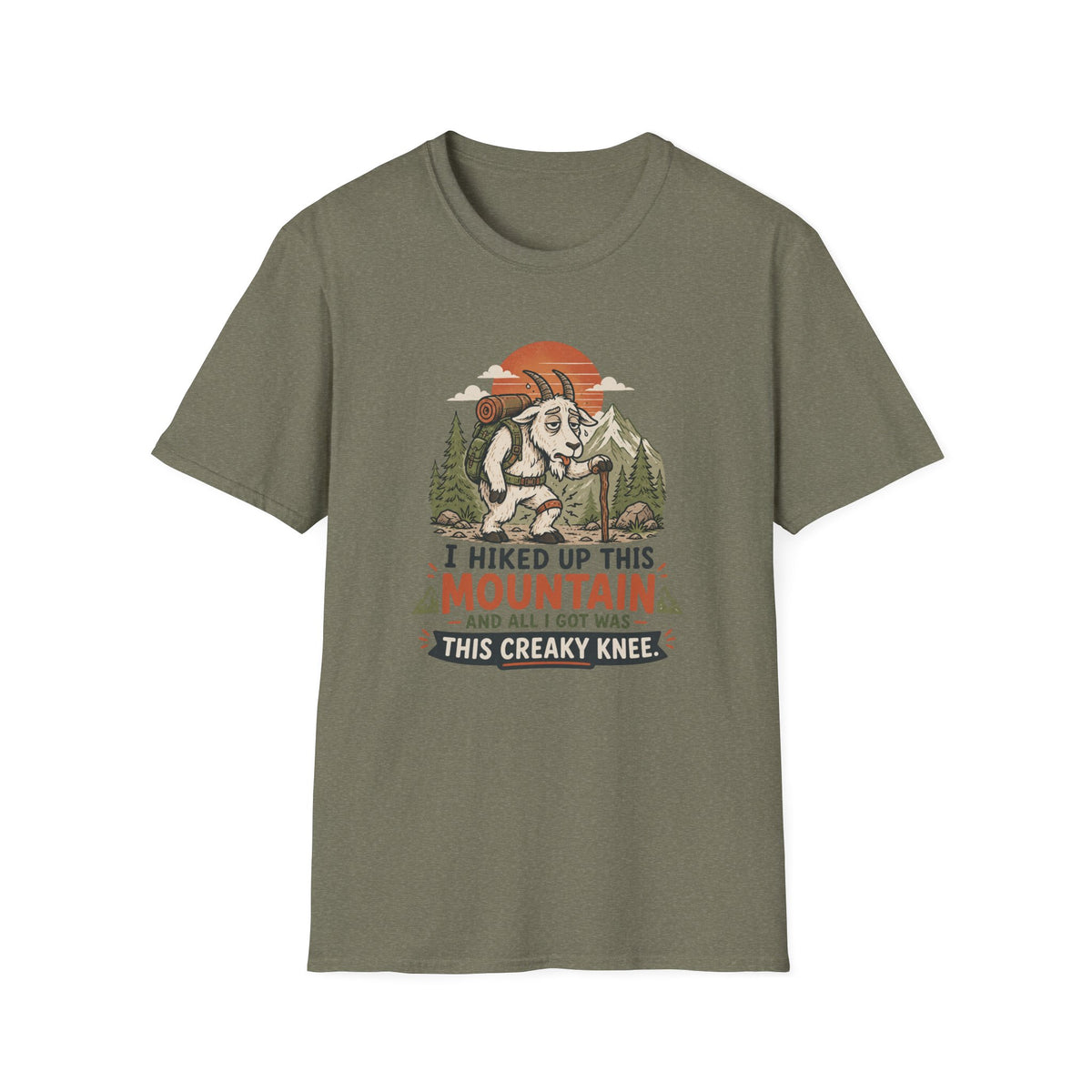 Hiking Goat T-Shirt — "I Hiked Up This Mountain" Funny Outdoors Tee