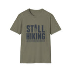 Still Hiking T-Shirt — Retro Bootprint Outdoor Tee for Hikers