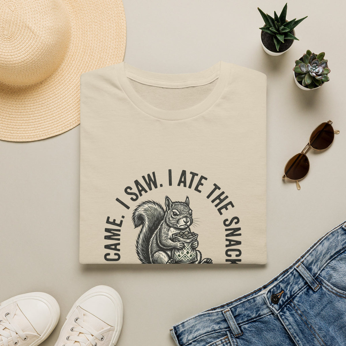 Squirrel Snack Tee — "Came. I Saw. I Ate The Snacks." Funny Wildlife Shirt