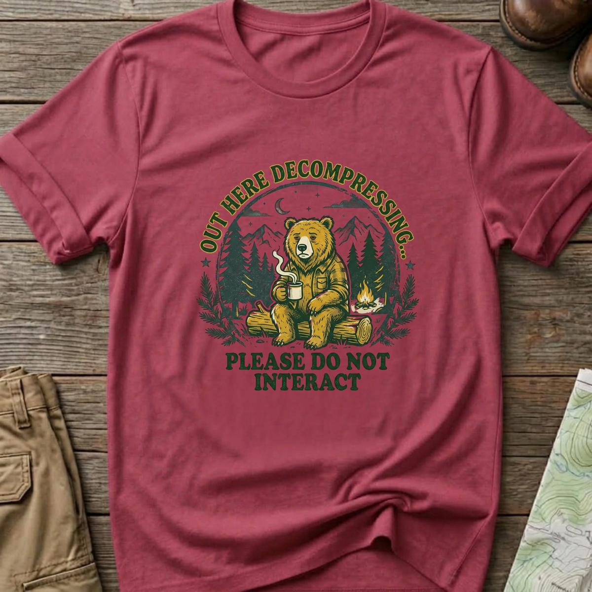 'Out Here Decompressing' Bear  T-Shirt