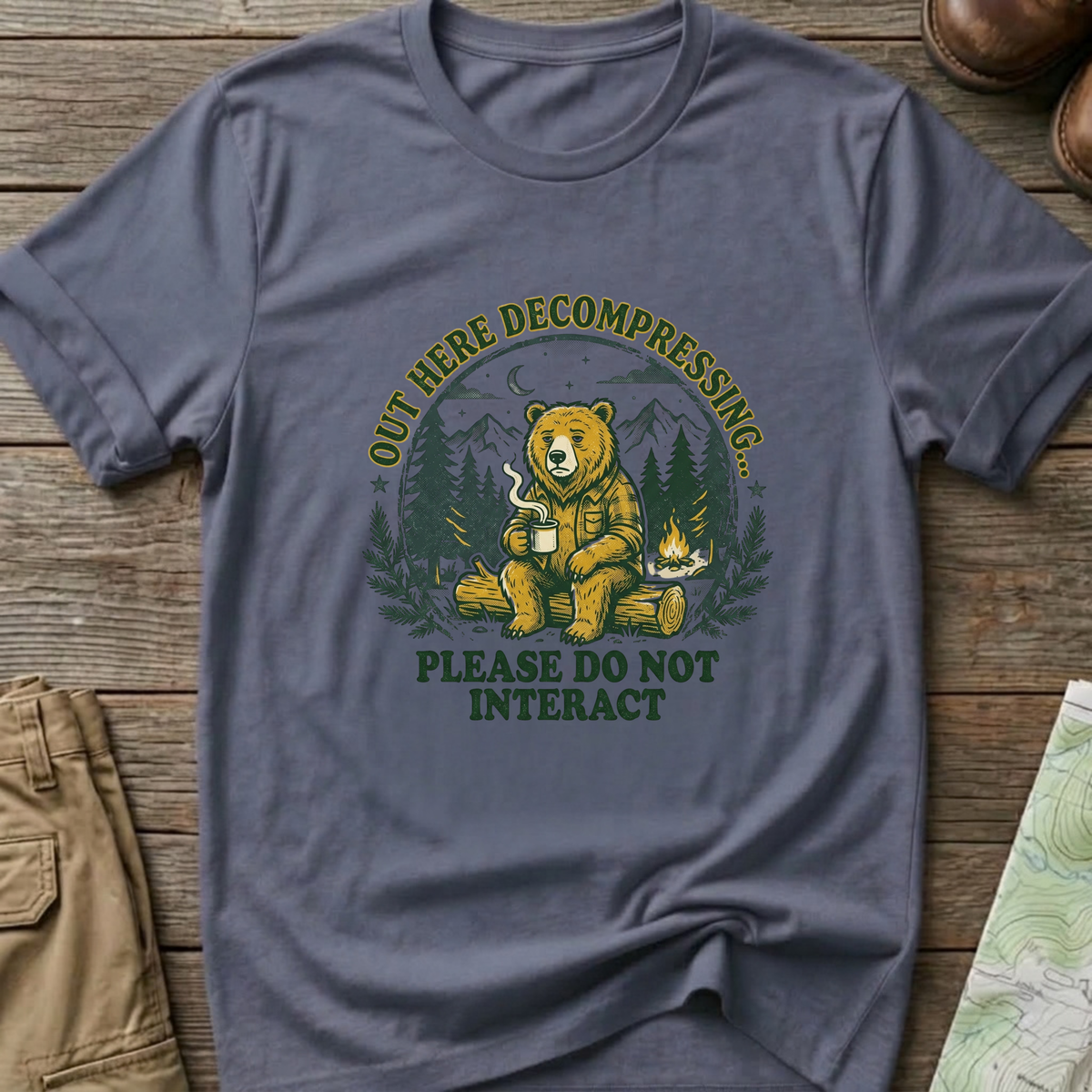'Out Here Decompressing' Bear  T-Shirt